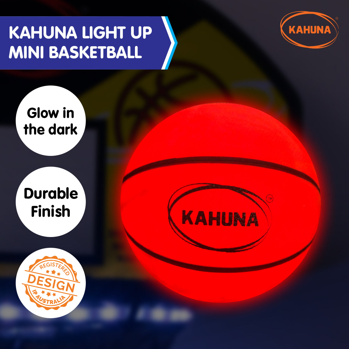 Kahuna Basketball L.E.D Glow Light Up Trampoline Ball