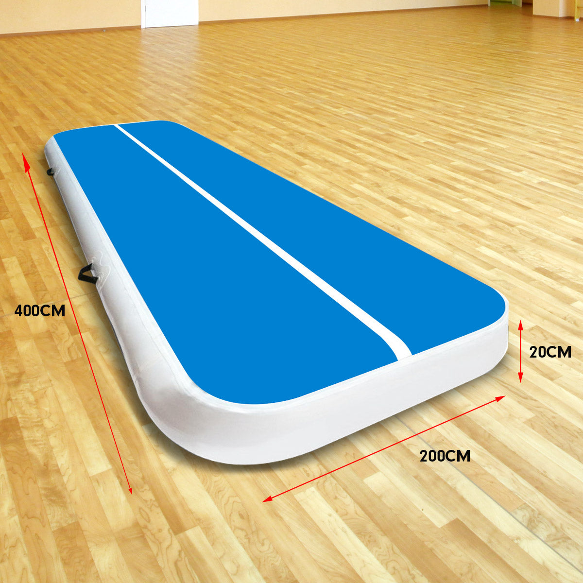 4m x 2m Air Track Gymnastics Mat Tumbling Exercise - Blue White