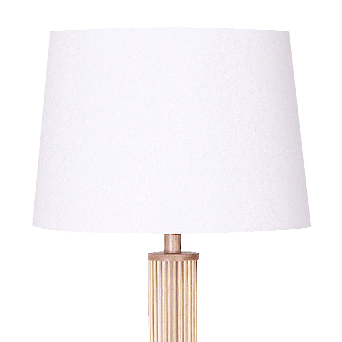 Rattan Floor Lamp With Off-White Linen Shade by Sarantino