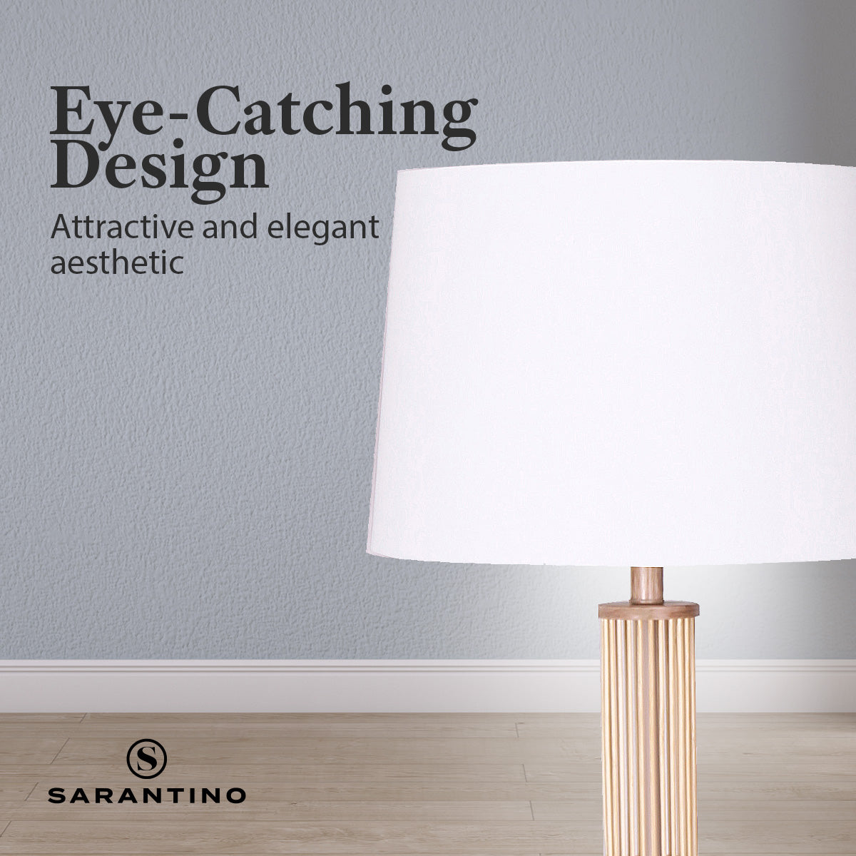 Rattan Floor Lamp With Off-White Linen Shade by Sarantino