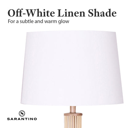 Rattan Floor Lamp With Off-White Linen Shade by Sarantino