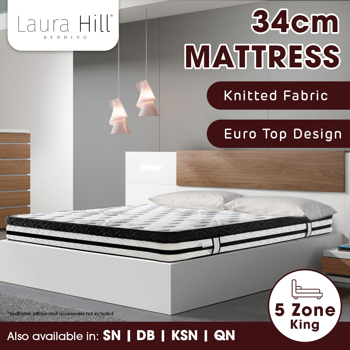 Laura Hill King Mattress  with Euro Top - 34cm