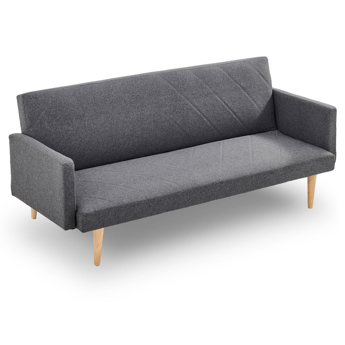 Sarantino 3-Seater Faux Linen Sofa Bed Couch - Dark Grey