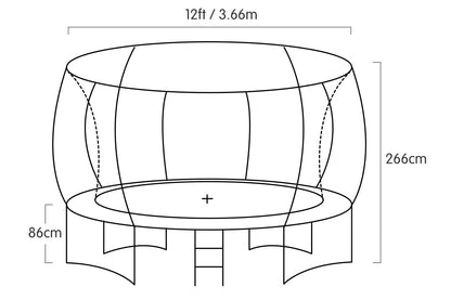 Kahuna Trampoline 12 ft with  Roof-Purple