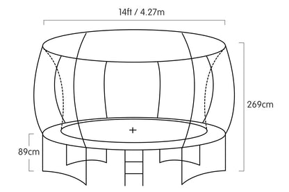 Kahuna Trampoline 14 ft with  Roof - Purple