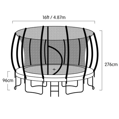 Kahuna Trampoline 16ft with Basketball Set - Rainbow