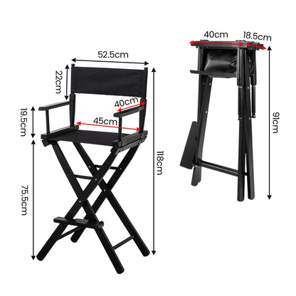 Sarantino Tall Directors Chair - Black