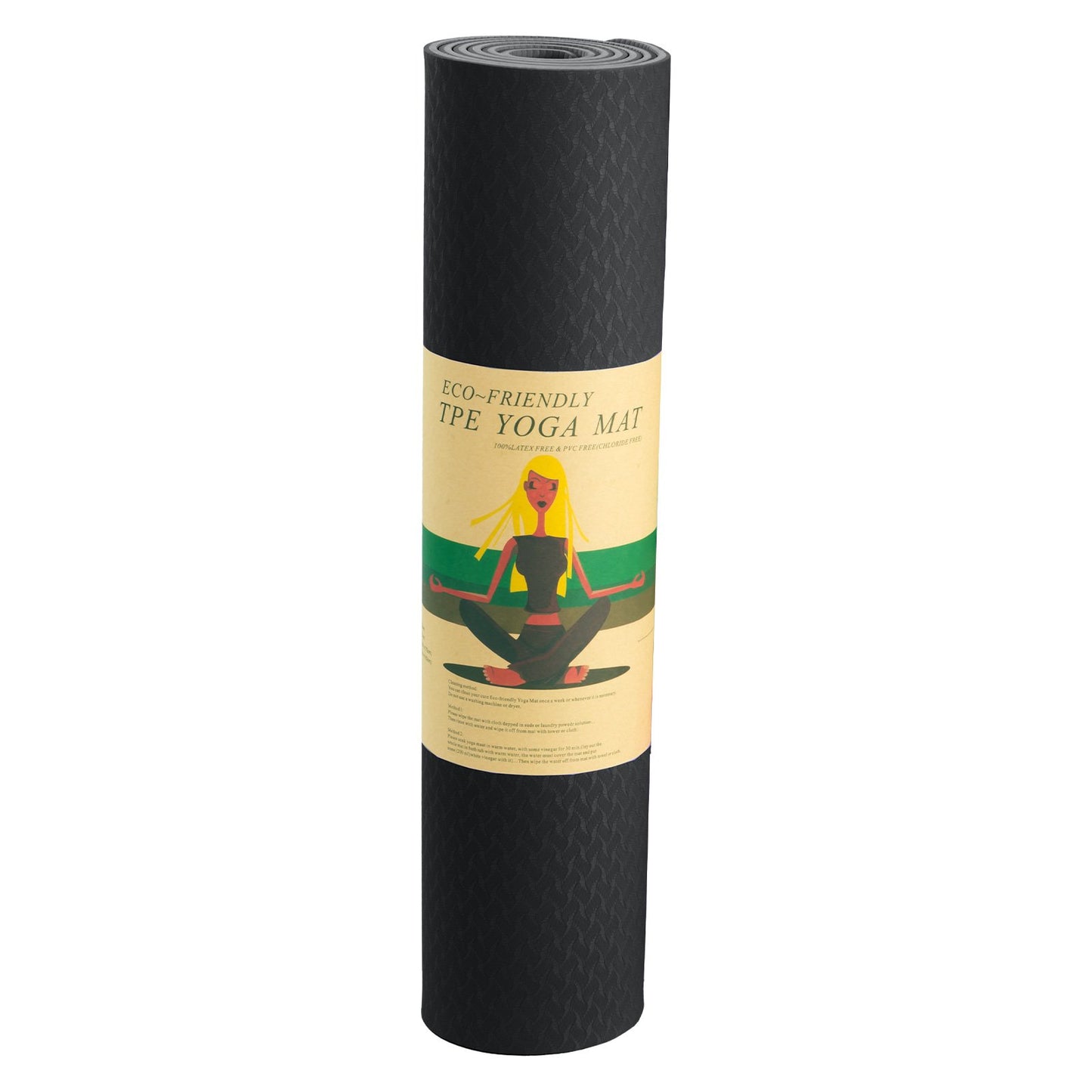 Powertrain Eco-Friendly TPE Yoga Pilates Exercise Mat 6mm - Black